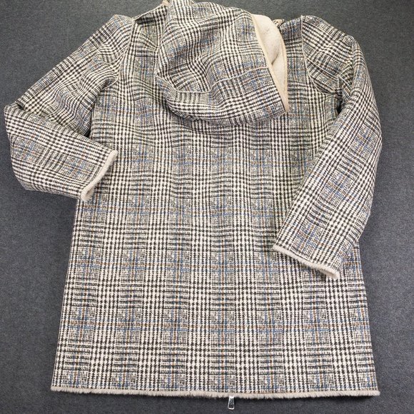 Roberto Bassi Coat Womesn Multicolor M 40 Faux suede & Fur Revirsable Hooded #99 - Picture 3 of 9